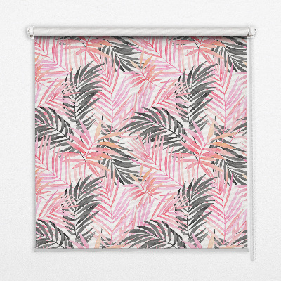 Roller blind for large window Pink and black leaves