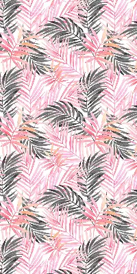 Roller blind for large window with pink and black leaves pattern
