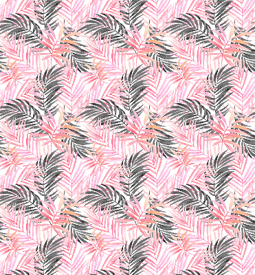 Roller blind for large window with pink and black leaves pattern