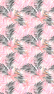 Roller blind for large window with pink and black leaves pattern