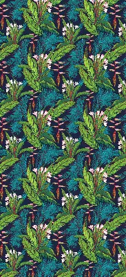 Fabric roller blind with exotic plants print