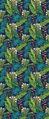 Fabric roller blind with exotic plants print