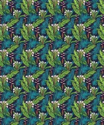 Fabric roller blind with exotic plants print