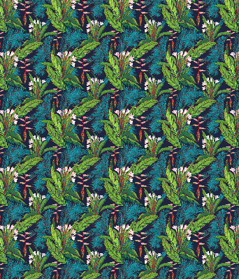 Fabric roller blind with exotic plants print