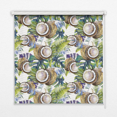 Modern roller blind coconuts and their leaves print