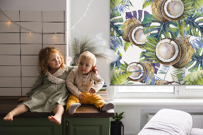 Modern roller blind Coconuts and their leaves