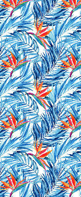 Roller blind for large windows blue leaves pattern