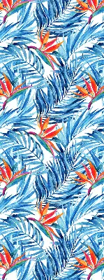 Roller blind for large windows blue leaves pattern