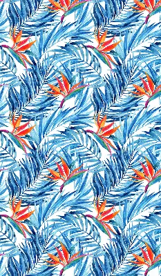 Roller blind for large windows blue leaves pattern