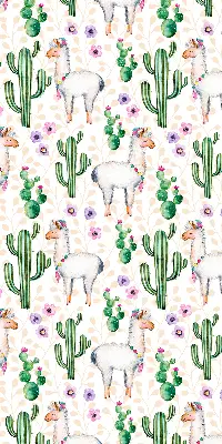 Modern roller blind with llamas and cacti print