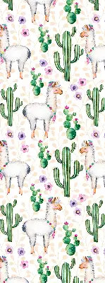 Modern roller blind with llamas and cacti print