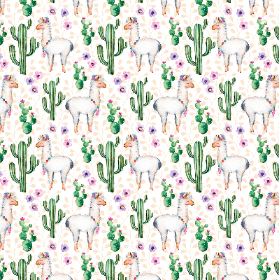 Modern roller blind Llamas and cacti