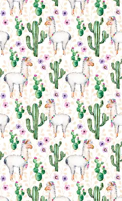 Modern roller blind with llamas and cacti print