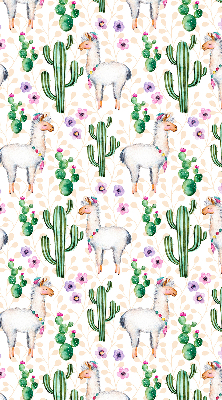 Modern roller blind Llamas and cacti