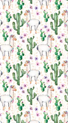 Modern roller blind with llamas and cacti print