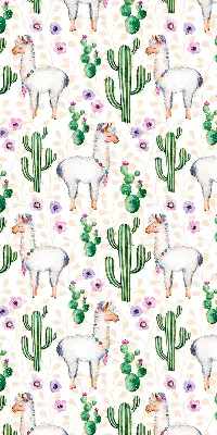 Modern roller blind with llamas and cacti print