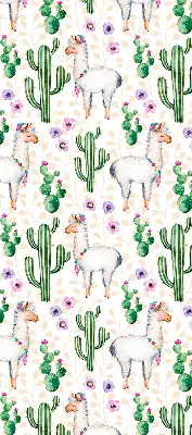 Modern roller blind with llamas and cacti print