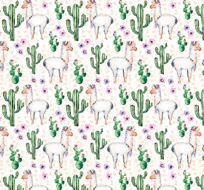 Modern roller blind Llamas and cacti