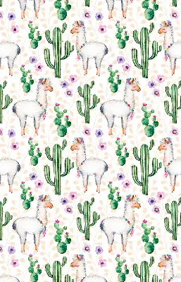 Modern roller blind with llamas and cacti print