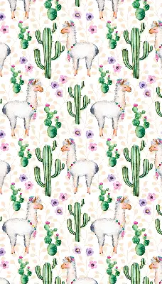 Modern roller blind with llamas and cacti print