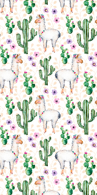 Modern roller blind Llamas and cacti