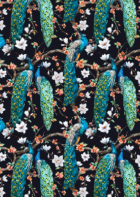 Fabric roller blind Peacock with flowers