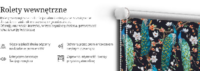Fabric roller blind Peacock with flowers
