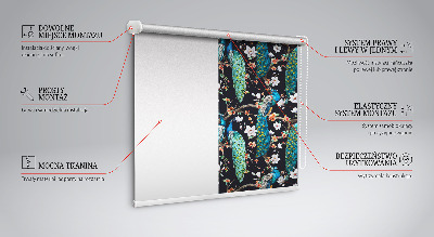 Fabric roller blind Peacock with flowers