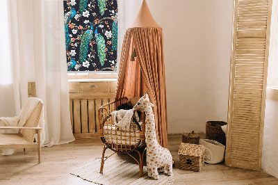 Fabric roller blind Peacock with flowers