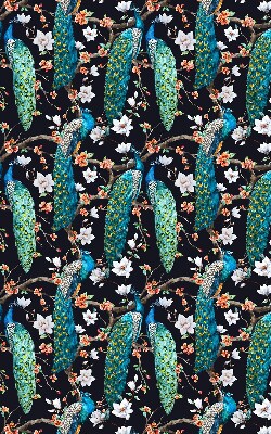 Fabric roller blind Peacock with flowers