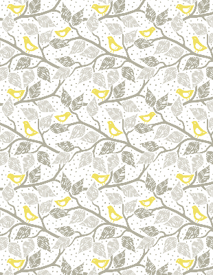 Roller blind for large window Yellow birds on gray branches