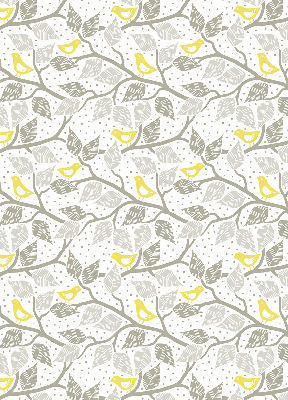 Roller blind for large window Yellow birds on gray branches
