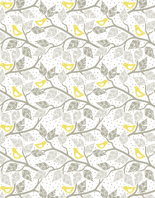 Roller blind for large window Yellow birds on gray branches