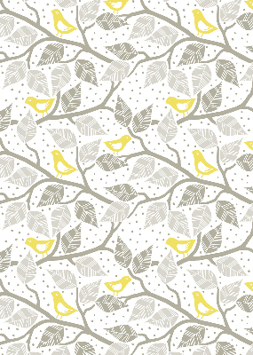 Roller blind for large window Yellow birds on gray branches