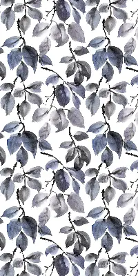Fabric roller blind dark leaves pattern