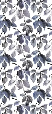 Fabric roller blind dark leaves pattern