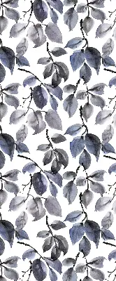 Fabric roller blind dark leaves pattern