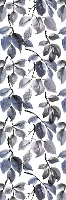 Fabric roller blind dark leaves pattern