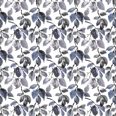Fabric roller blind dark leaves pattern
