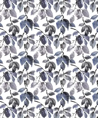 Fabric roller blind dark leaves pattern