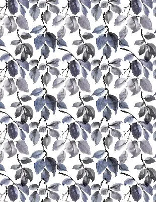Fabric roller blind dark leaves pattern