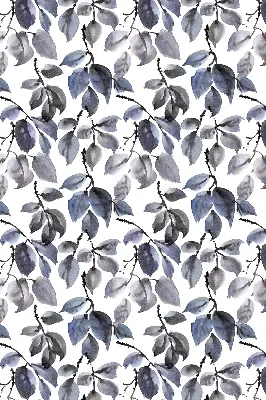 Fabric roller blind dark leaves pattern
