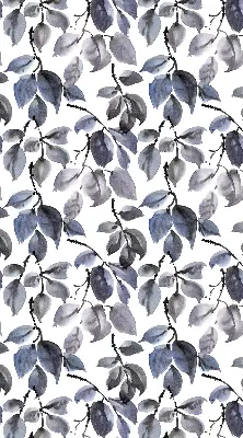 Fabric roller blind dark leaves pattern