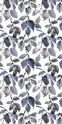 Fabric roller blind dark leaves pattern