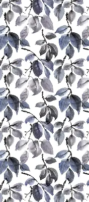 Fabric roller blind dark leaves pattern