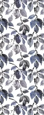 Fabric roller blind dark leaves pattern