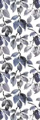Fabric roller blind dark leaves pattern