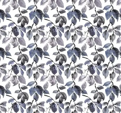 Fabric roller blind dark leaves pattern