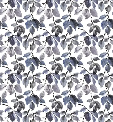 Fabric roller blind dark leaves pattern