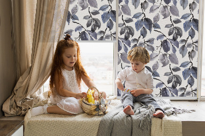 Fabric roller blind Dark leaves